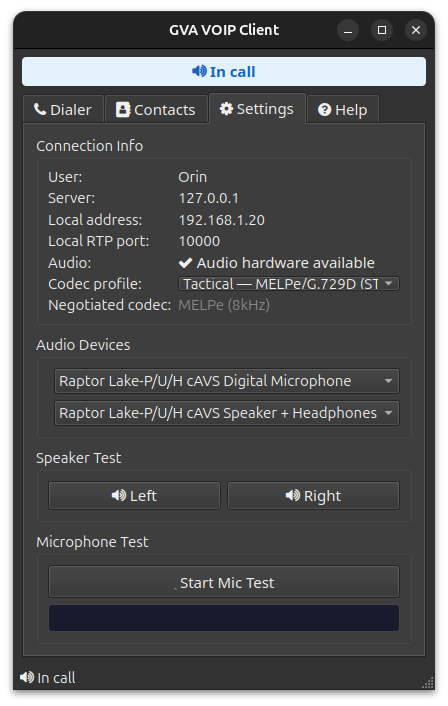VoIP Client Settings